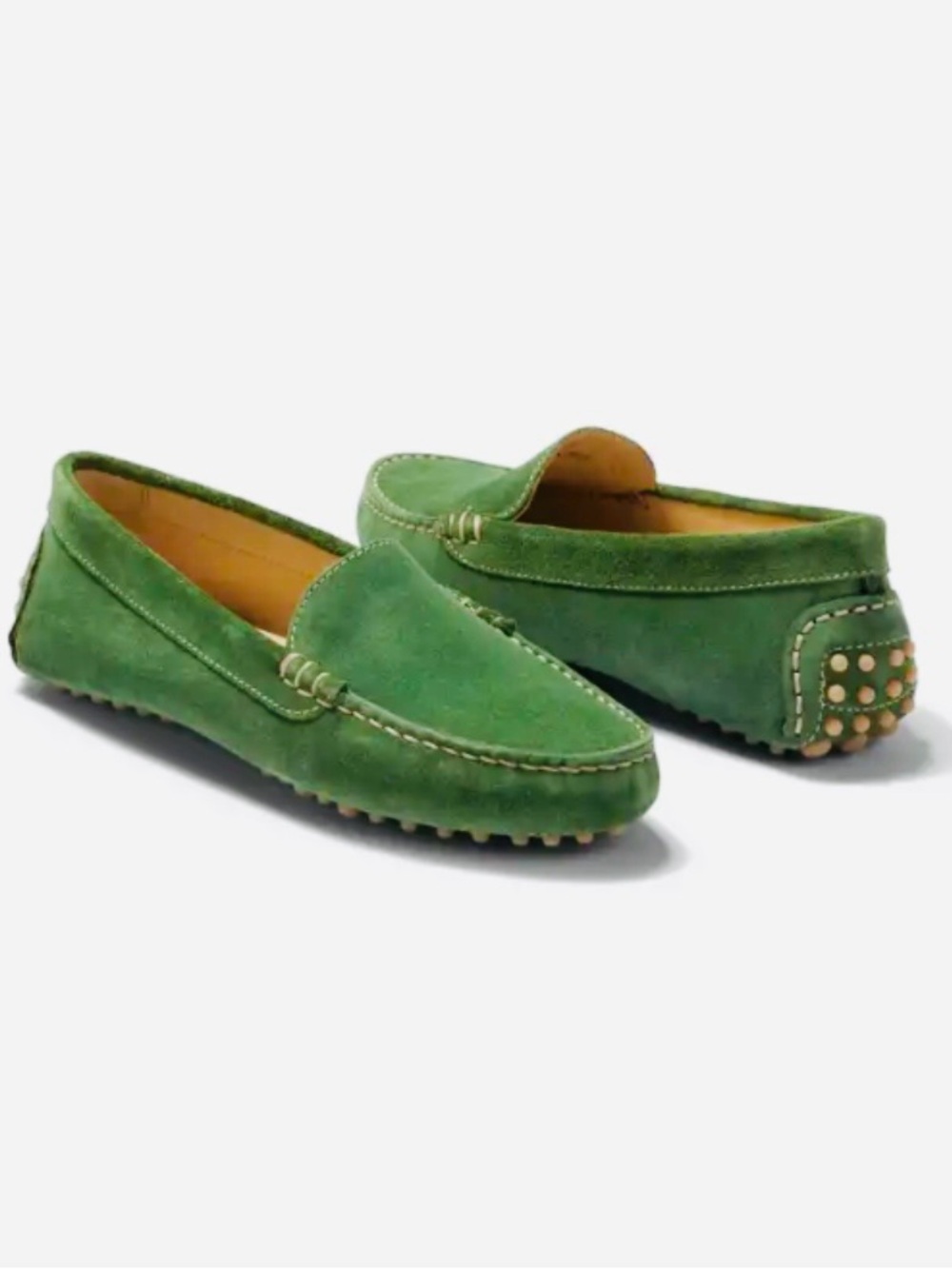 M. Gemi Feliz Leather Suede Loafers Women’s 6.5 Green Preppy Academia Like New